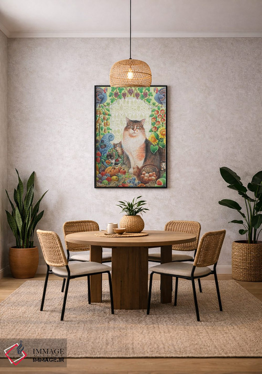 تابلو دکوراتیو شکرگزاری با اگنیتا و بچه گربه هایش اثر آیوری کتس - D5B