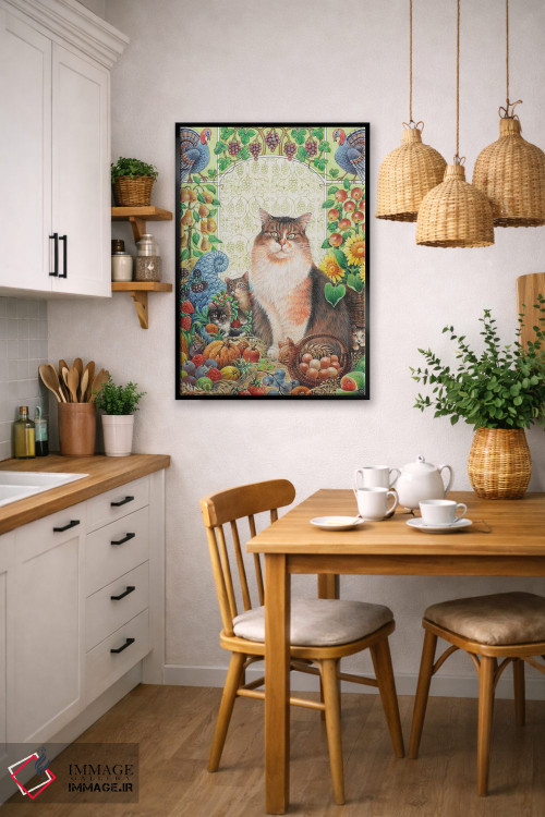 تابلو دکوراتیو شکرگزاری با اگنیتا و بچه گربه هایش اثر آیوری کتس - D6B