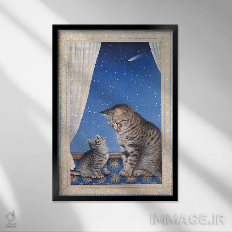 تابلو دکوراتیو مینتاکا با مادرش لوسی اثر آیوری کتس - نمای قابدار مشکی