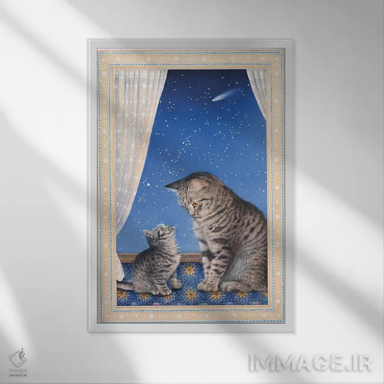 تابلو دکوراتیو مینتاکا با مادرش لوسی اثر آیوری کتس - نمای قابدار سفید