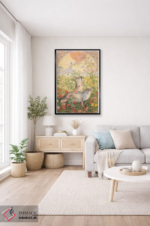 تابلو دکوراتیو آمیولت و را-را در میان گل رز اثر آیوری کتس - D2B