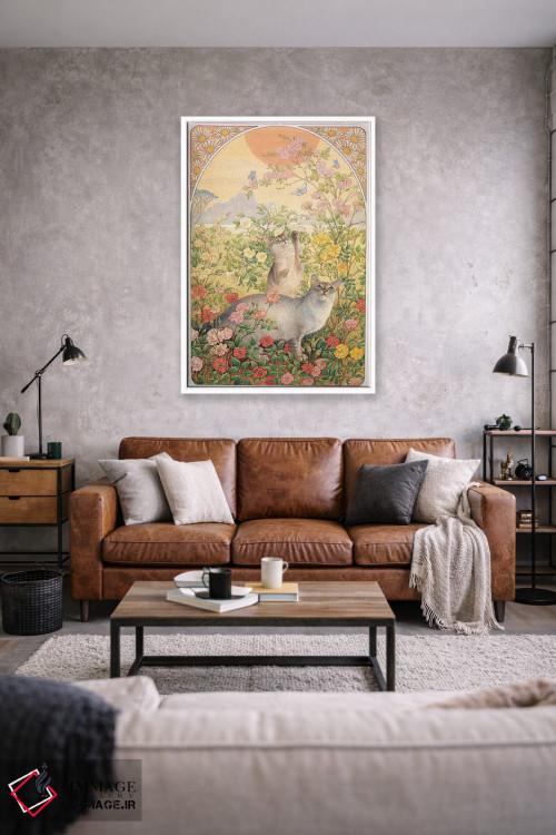 تابلو دکوراتیو آمیولت و را-را در میان گل رز اثر آیوری کتس - D1W