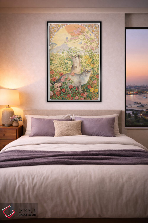 تابلو دکوراتیو آمیولت و را-را در میان گل رز اثر آیوری کتس - D3B