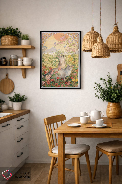 تابلو دکوراتیو آمیولت و را-را در میان گل رز اثر آیوری کتس - D6B