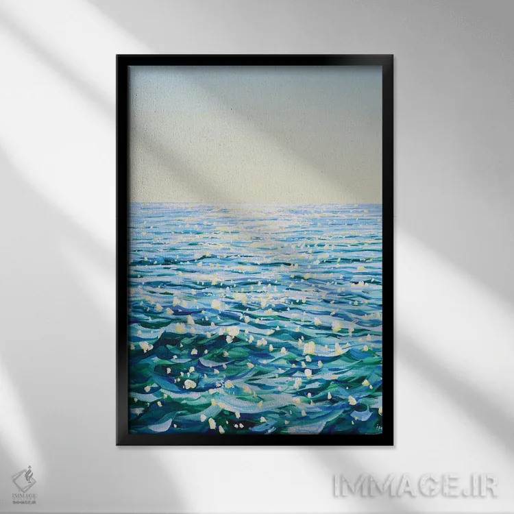 تابلو دکوراتیو نور اقیانوس در روز صاف اثر ایرینا کاستسووا - نمای قابدار مشکی