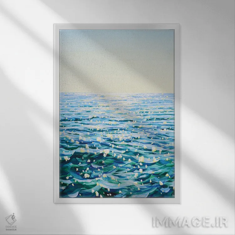 تابلو دکوراتیو نور اقیانوس در روز صاف اثر ایرینا کاستسووا - نمای قابدار سفید
