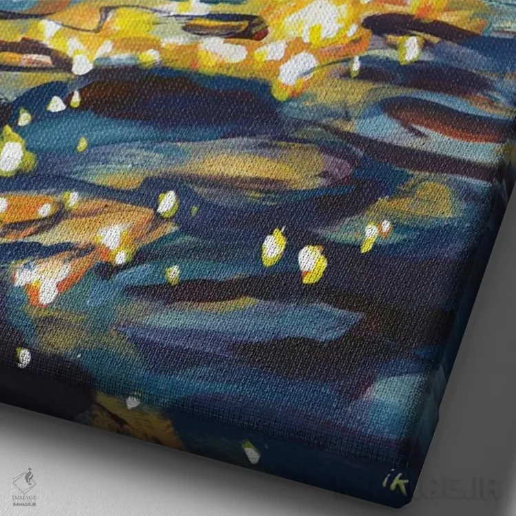 تابلو دکوراتیو جرقه های عصرگاهی اثر ایرینا کاستسووا - نمای نزدیک بافت بوم