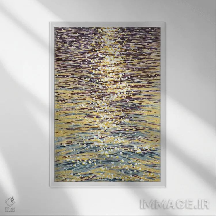 تابلو دکوراتیو درخشش غروب روی آب VII اثر ایرینا کاستسووا - نمای قابدار سفید