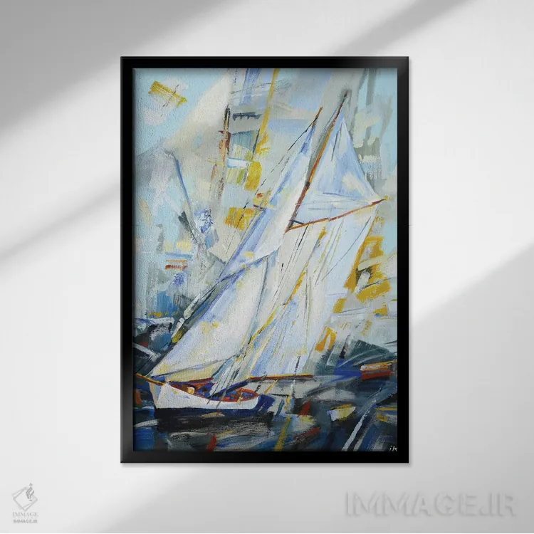 تابلو دکوراتیو بادبان های نقره ای اثر ایرینا کاستسووا - نمای قابدار مشکی