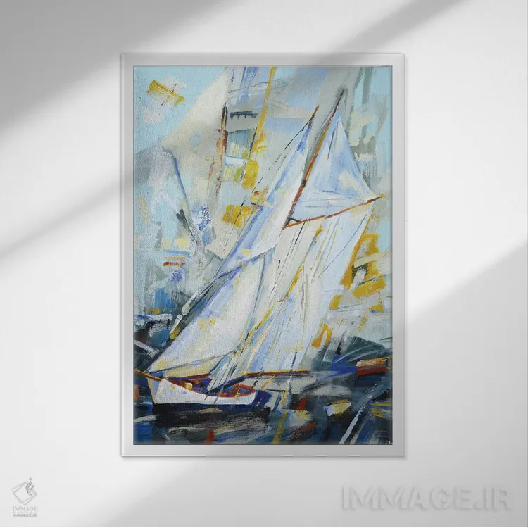 تابلو دکوراتیو بادبان های نقره ای اثر ایرینا کاستسووا - نمای قابدار سفید