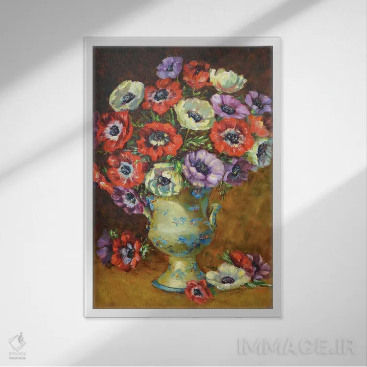 تابلو دکوراتیو دسته گل ۱۵ اثر ایرینا کاستسووا - نمای قابدار سفید