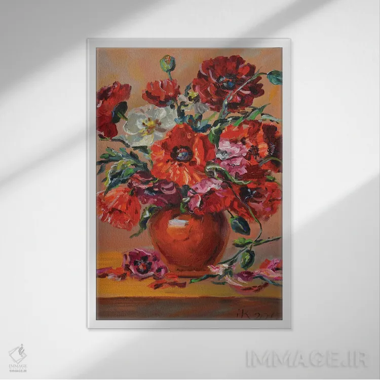 تابلو دکوراتیو شقایق ها V اثر ایرینا کاستسووا - نمای قابدار سفید