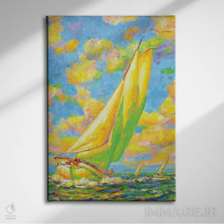 تابلو دکوراتیو مسابقه قایقرانی با نسیم ملایم اثر ایرینا کاستسووا - نمای روبهرو روی دیوار