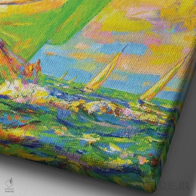 تابلو دکوراتیو مسابقه قایقرانی با نسیم ملایم اثر ایرینا کاستسووا - نمای نزدیک بافت بوم