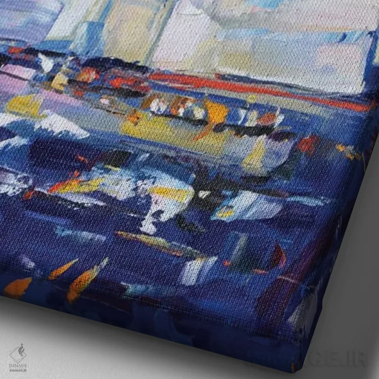 تابلو دکوراتیو انتزاع قایق بادبانی اثر ایرینا کاستسووا - نمای نزدیک بافت بوم