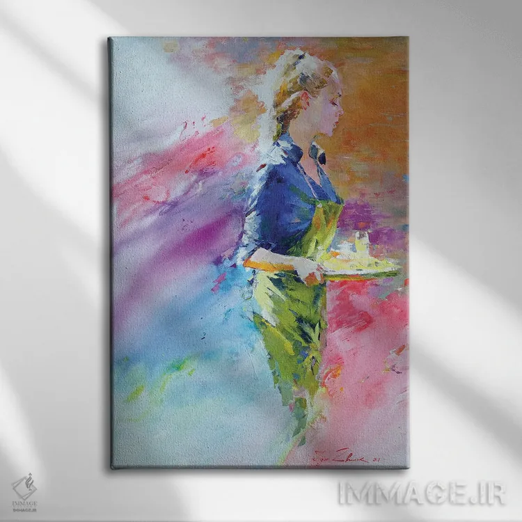 تابلو انتزاعی موزاییک کافه V اثر ایگور ژوک - نمای روبهرو روی دیوار