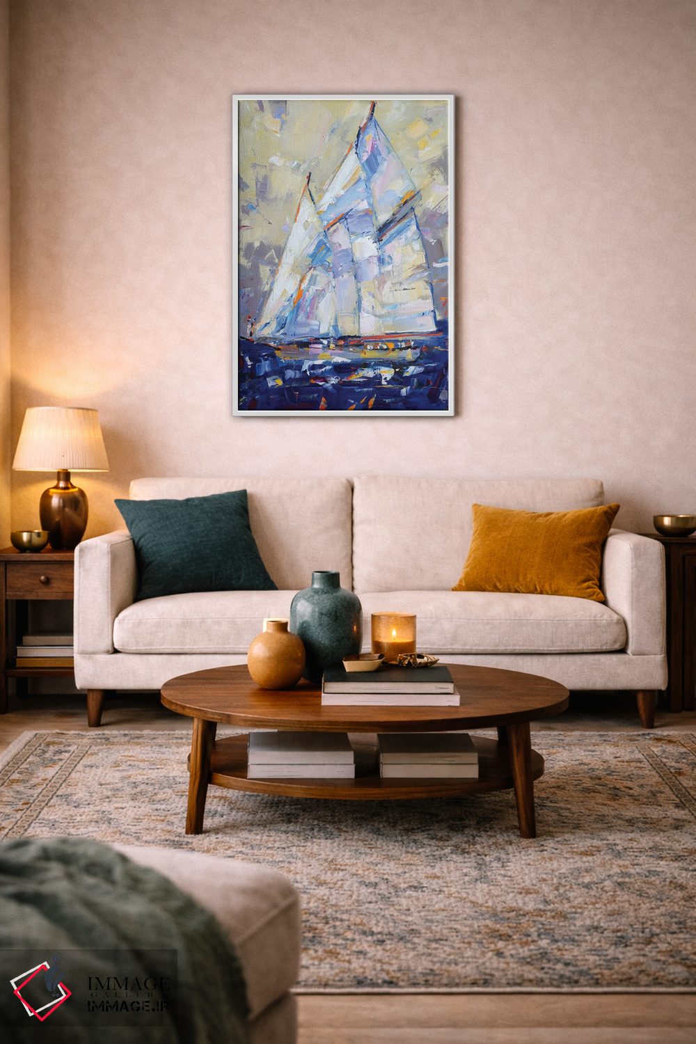 تابلو دکوراتیو انتزاع قایق بادبانی اثر ایرینا کاستسووا - D3W