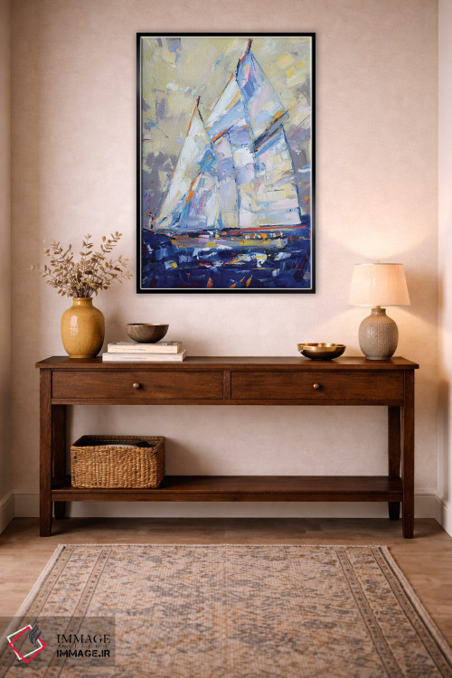 تابلو دکوراتیو انتزاع قایق بادبانی اثر ایرینا کاستسووا - D4B