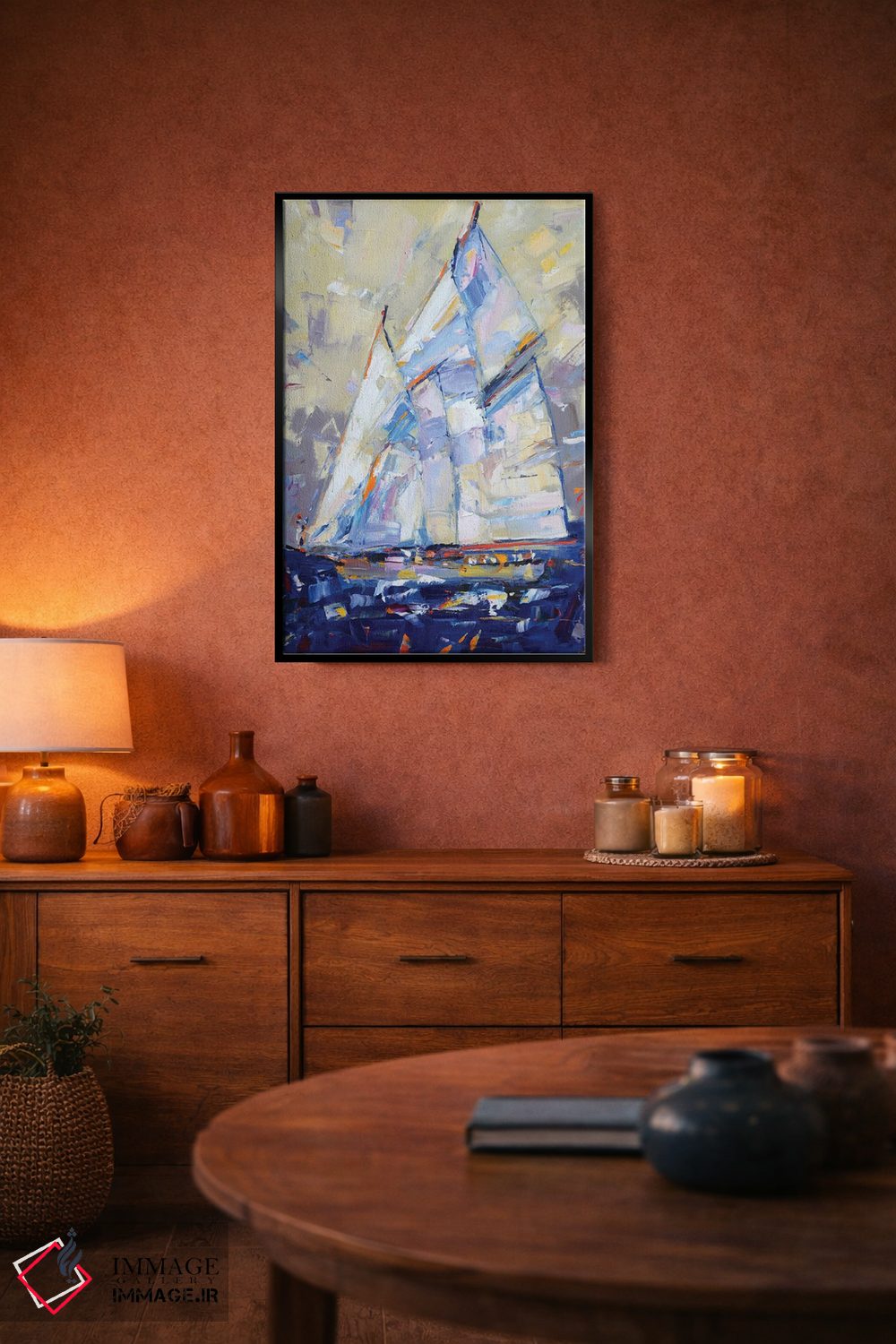 تابلو دکوراتیو انتزاع قایق بادبانی اثر ایرینا کاستسووا - D5B
