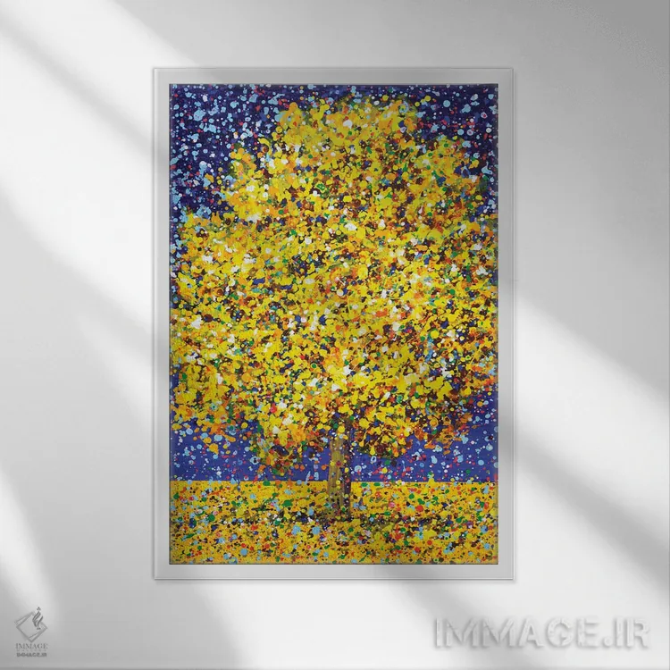 تابلو دکوراتیو درخت میموزا اثر ایرینا کاستسووا - نمای قابدار سفید