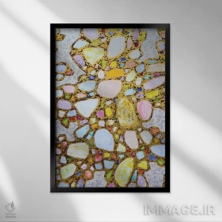 تابلو انتزاعی جواهرات در طلا II اثر ایرینا کاستسووا - نمای قابدار مشکی