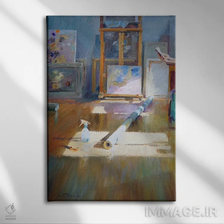 تابلو دکوراتیو در استودیو اثر ایگور ژوک - نمای روبهرو روی دیوار