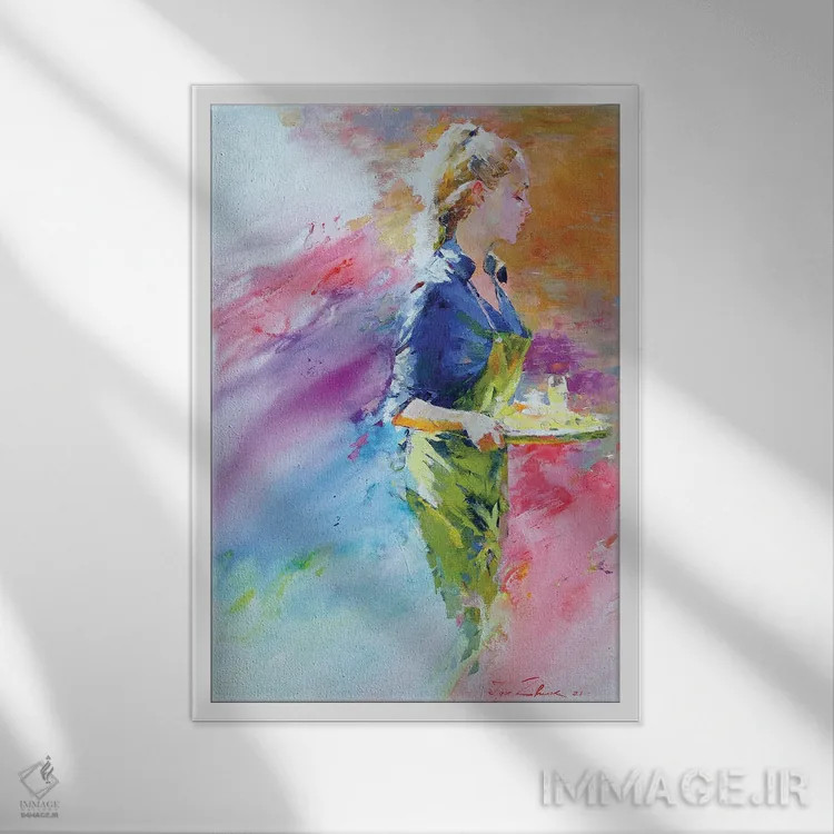تابلو انتزاعی موزاییک کافه V اثر ایگور ژوک - نمای قابدار سفید