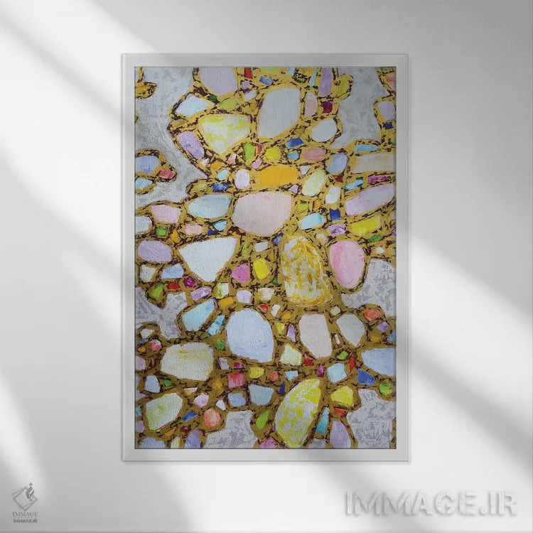 تابلو انتزاعی جواهرات در طلا II اثر ایرینا کاستسووا - نمای قابدار سفید