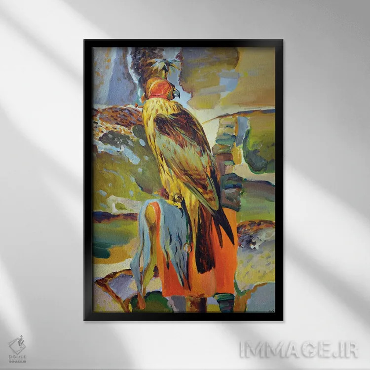 تابلو دکوراتیو شاهین شکارچی اثر ایرینا کاستسووا - نمای قابدار مشکی