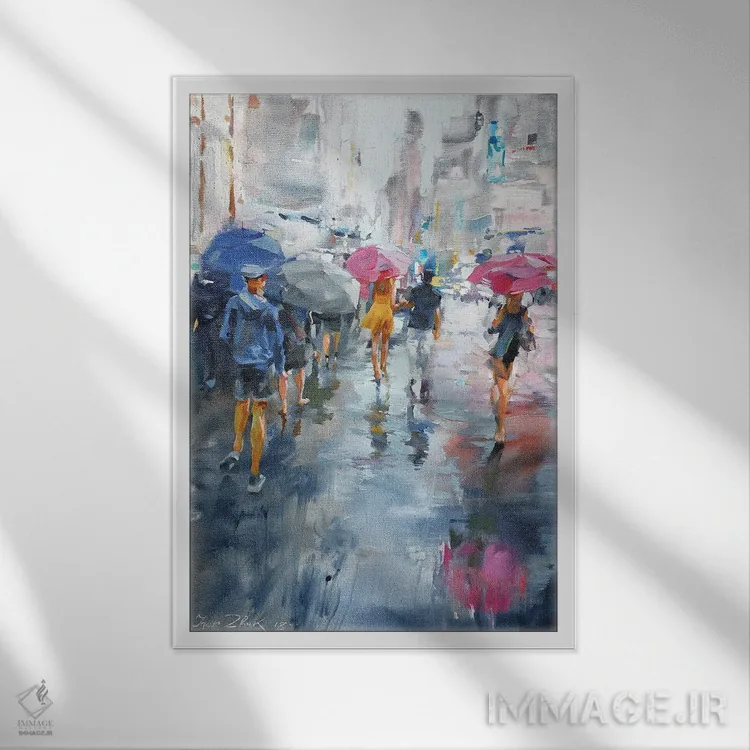 تابلو کلاسیک باران می بارد اثر ایگور ژوک - نمای قابدار سفید