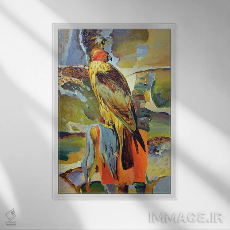 تابلو دکوراتیو شاهین شکارچی اثر ایرینا کاستسووا - نمای قابدار سفید