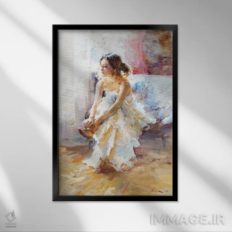 تابلو کلاسیک در لباس سفید اثر ایگور ژوک - نمای قابدار مشکی