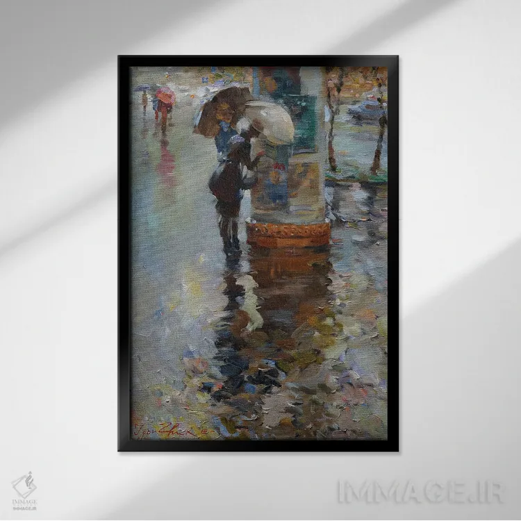 تابلو دکوراتیو باران در کی یف اثر ایگور ژوک - نمای قابدار مشکی