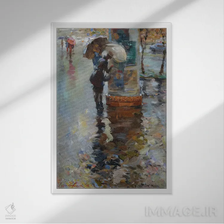 تابلو دکوراتیو باران در کی یف اثر ایگور ژوک - نمای قابدار سفید