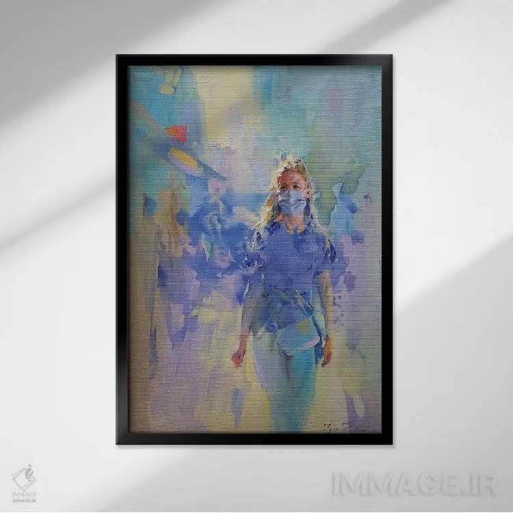 تابلو انتزاعی پیاده روی ایمن اثر ایگور ژوک - نمای قابدار مشکی