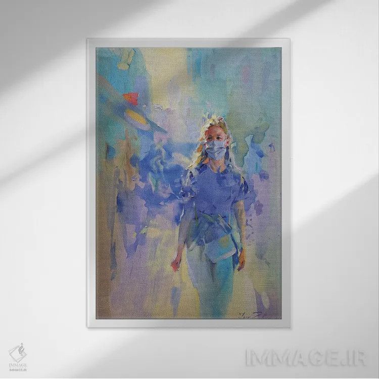 تابلو انتزاعی پیاده روی ایمن اثر ایگور ژوک - نمای قابدار سفید
