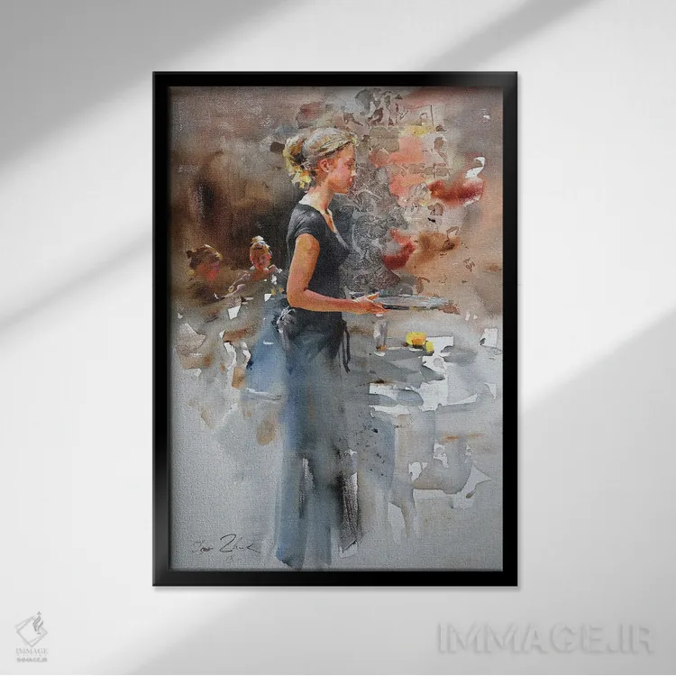 تابلو دکوراتیو یک فنجان قهوه لطفا اثر ایگور ژوک - نمای قابدار مشکی