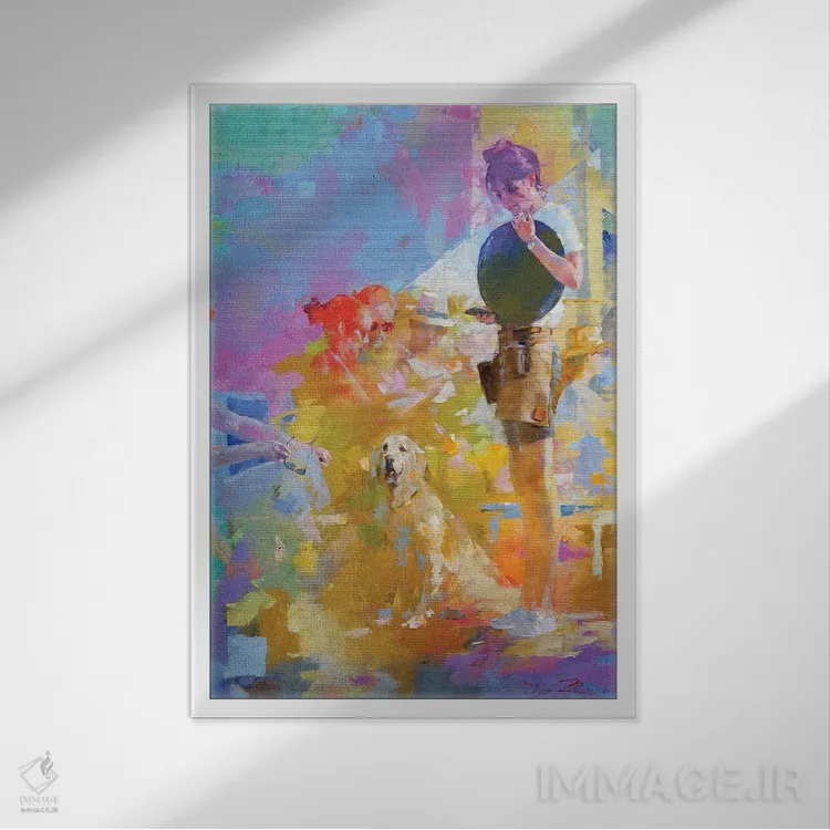 تابلو دکوراتیو کافه موزاییک ۲ اثر ایگور ژوک - نمای قابدار سفید