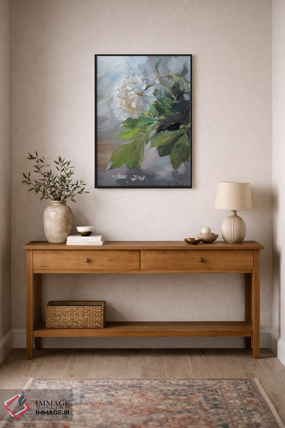 تابلو دکوراتیو گل صدتومانی سفید اثر ایگور ژوک - D2B