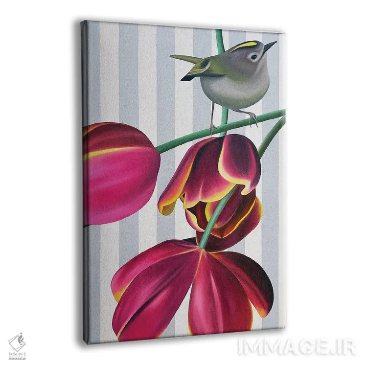 تابلو دکوراتیو پرنده کله طلایی و اژدهای پرنده اثر ایلدزه اوس - نمای پرسپکتیو محصول