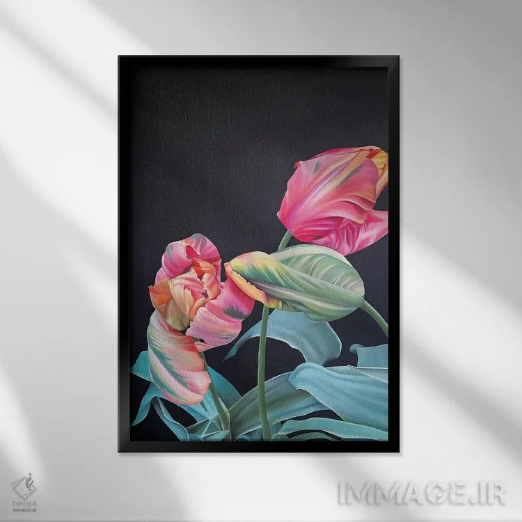 تابلو دکوراتیو طوطی آوینیون اثر ایلدزه اوس - نمای قابدار مشکی