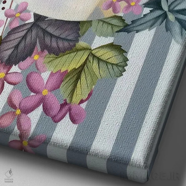 تابلو دکوراتیو پرندگان عاشق اثر ایلدزه اوس - نمای نزدیک بافت بوم