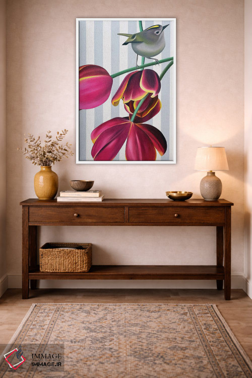 تابلو دکوراتیو پرنده کله طلایی و اژدهای پرنده اثر ایلدزه اوس - D2W