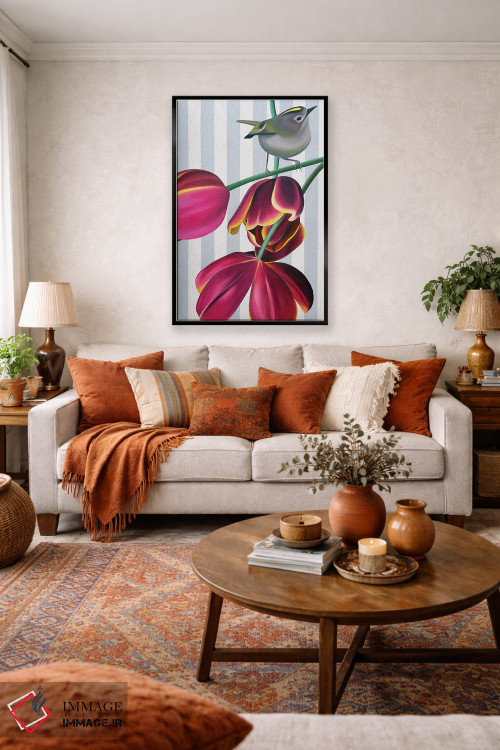 تابلو دکوراتیو پرنده کله طلایی و اژدهای پرنده اثر ایلدزه اوس - D3B