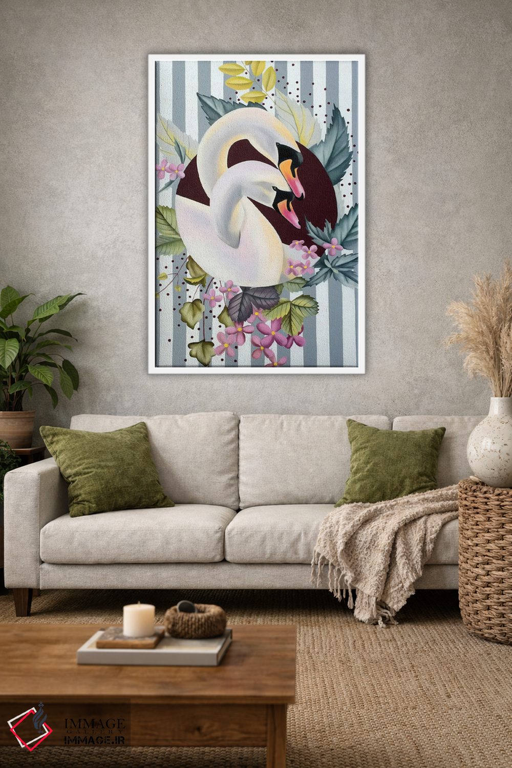 تابلو دکوراتیو پرندگان عاشق اثر ایلدزه اوس - D1W