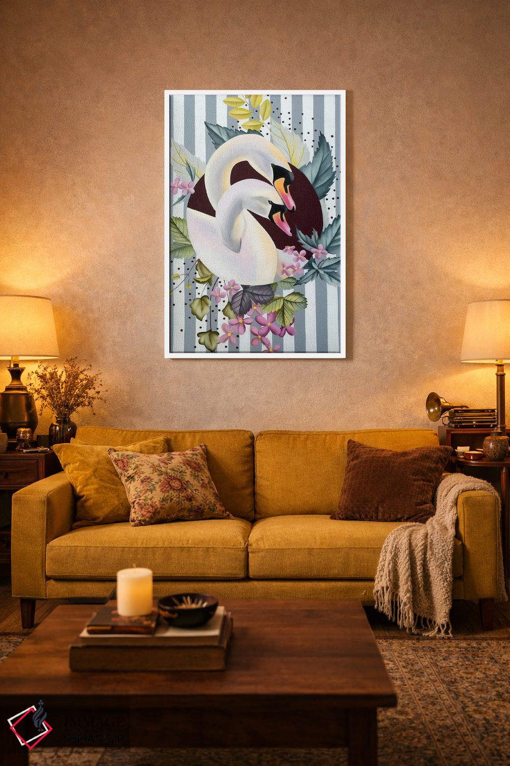 تابلو دکوراتیو پرندگان عاشق اثر ایلدزه اوس - D3W