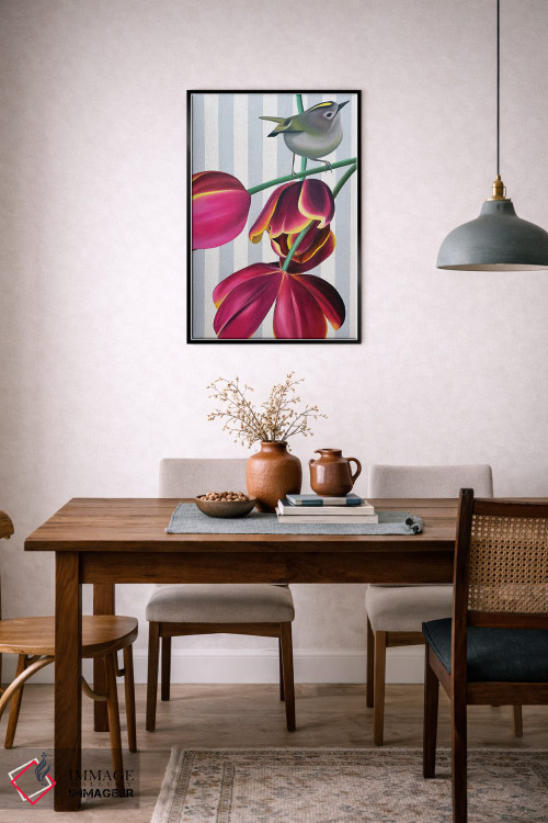 تابلو دکوراتیو پرنده کله طلایی و اژدهای پرنده اثر ایلدزه اوس - D6B