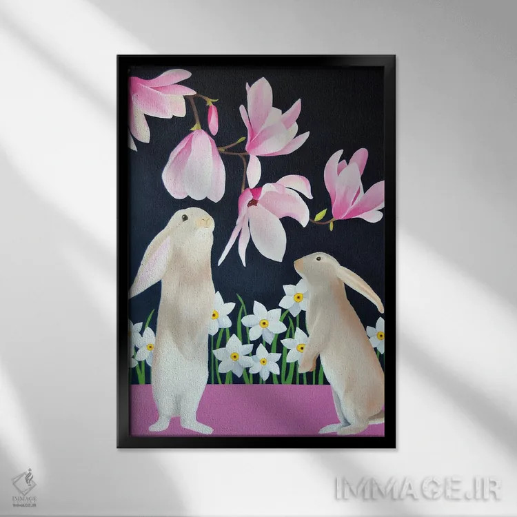تابلو دکوراتیو بهار، کجایی؟ اثر ایلدزه اوس - نمای قابدار مشکی