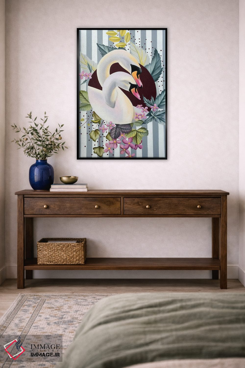 تابلو دکوراتیو پرندگان عاشق اثر ایلدزه اوس - D6B