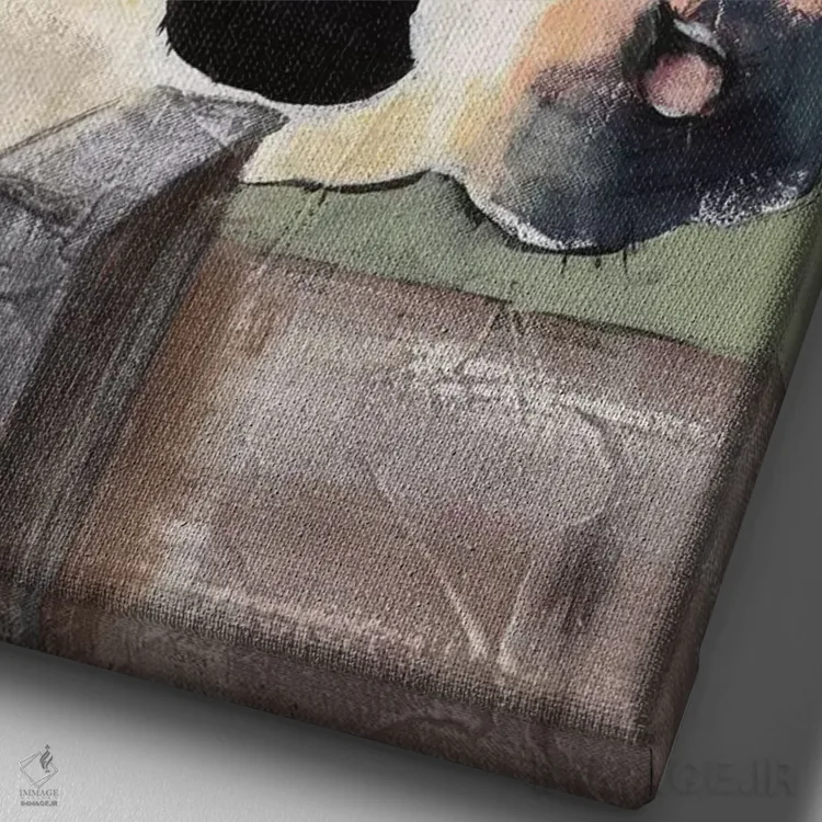 تابلو مدرن گاو هلشتاین I اثر جید رینولدز - نمای نزدیک بافت بوم